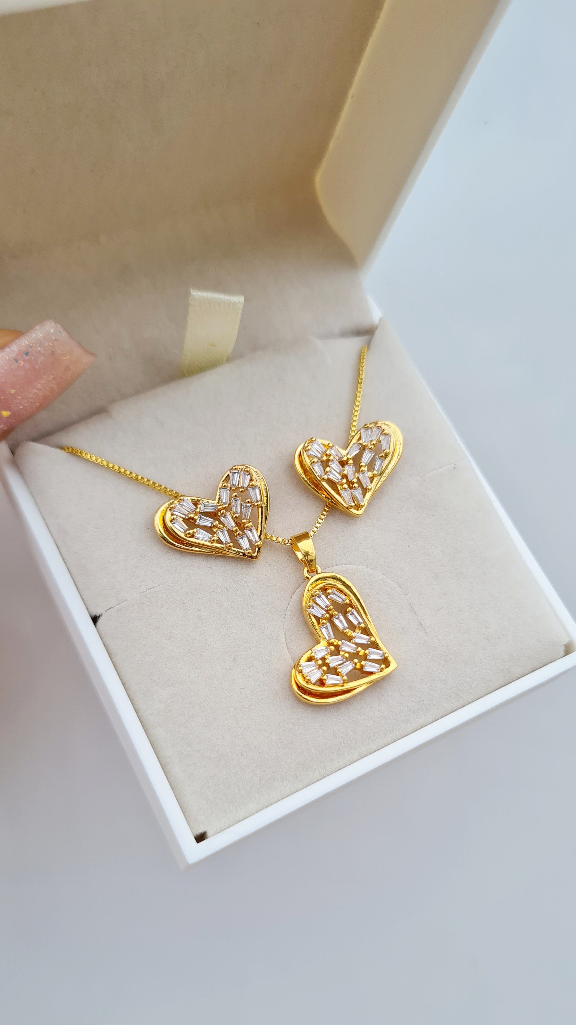 Conjunto Coração Cravejado