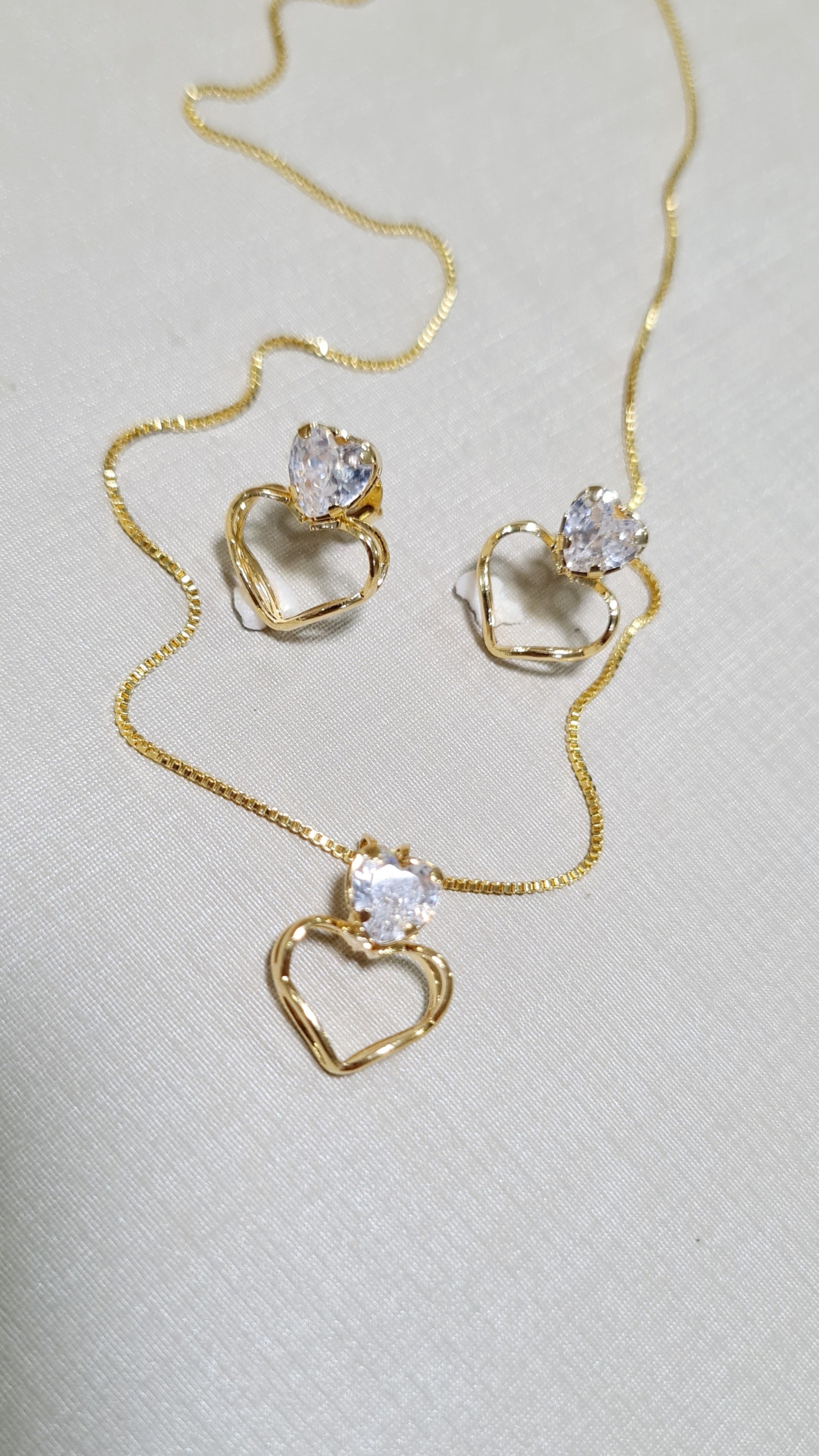 Conjunto Coração Vazado com Zircônia