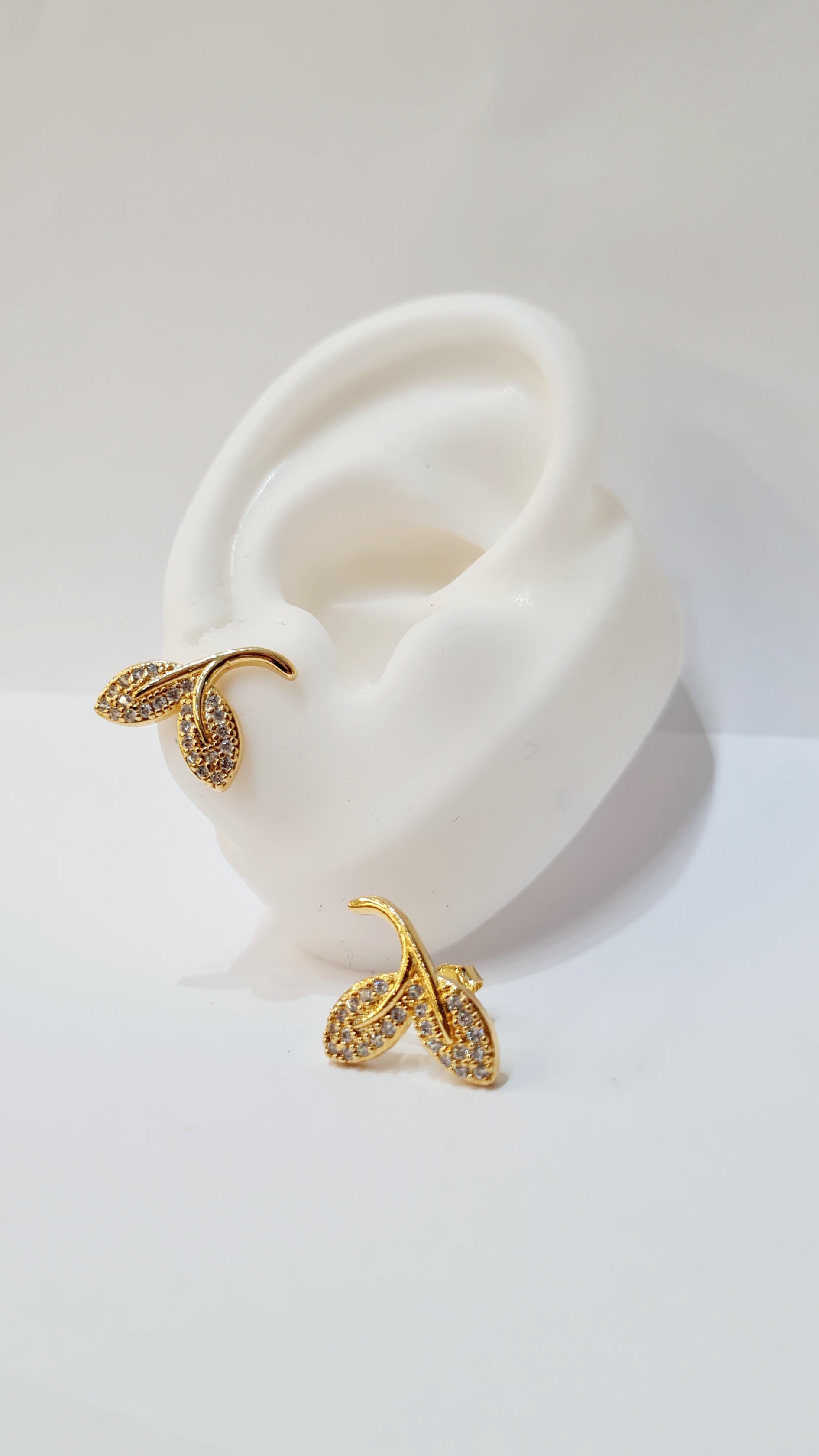 Brinco Folhas com Zircônias