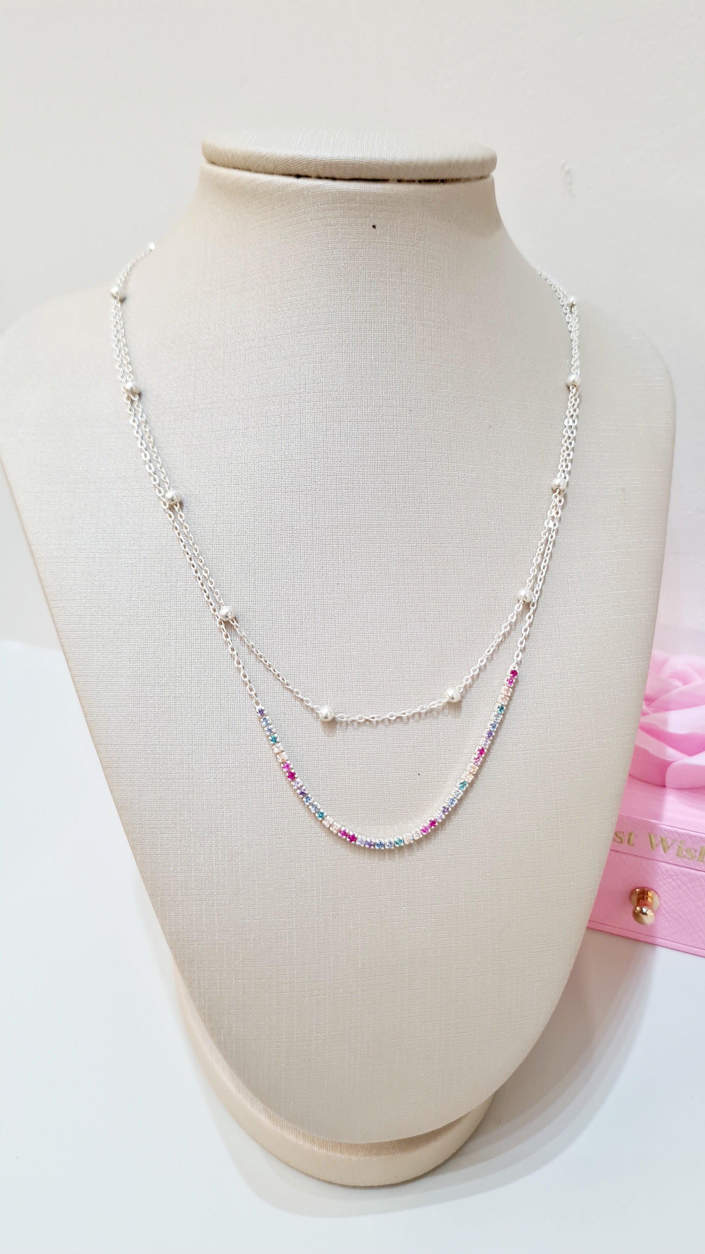 Colar Duplo Riviera Colorido em Prata 925