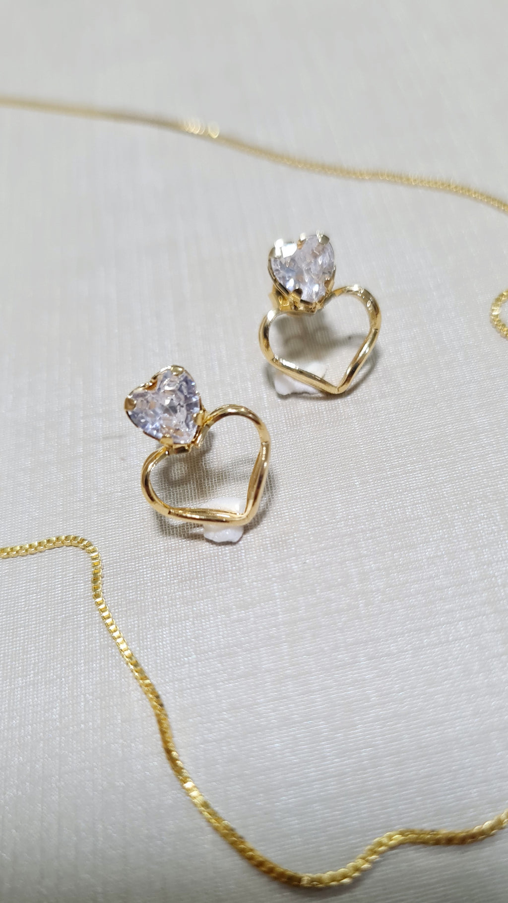 Conjunto Coração Vazado com Zircônia