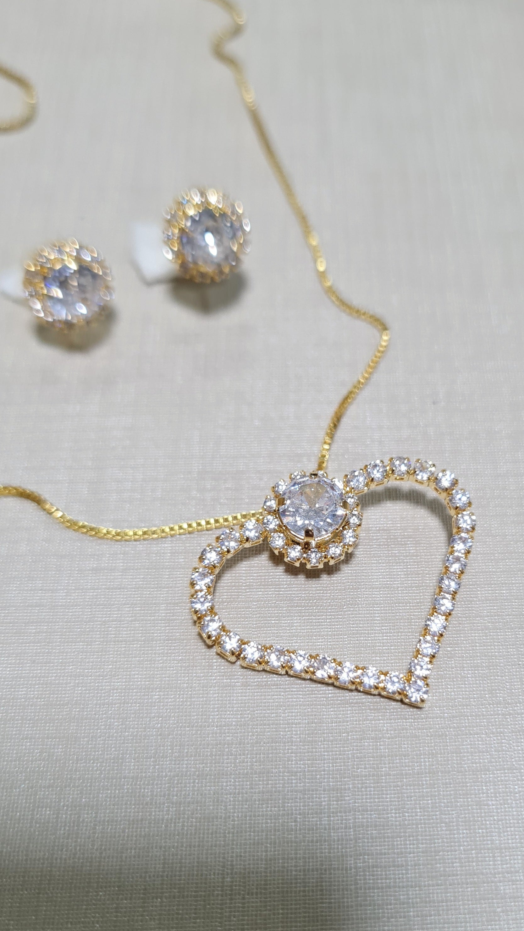 Conjunto Coração Cravejado