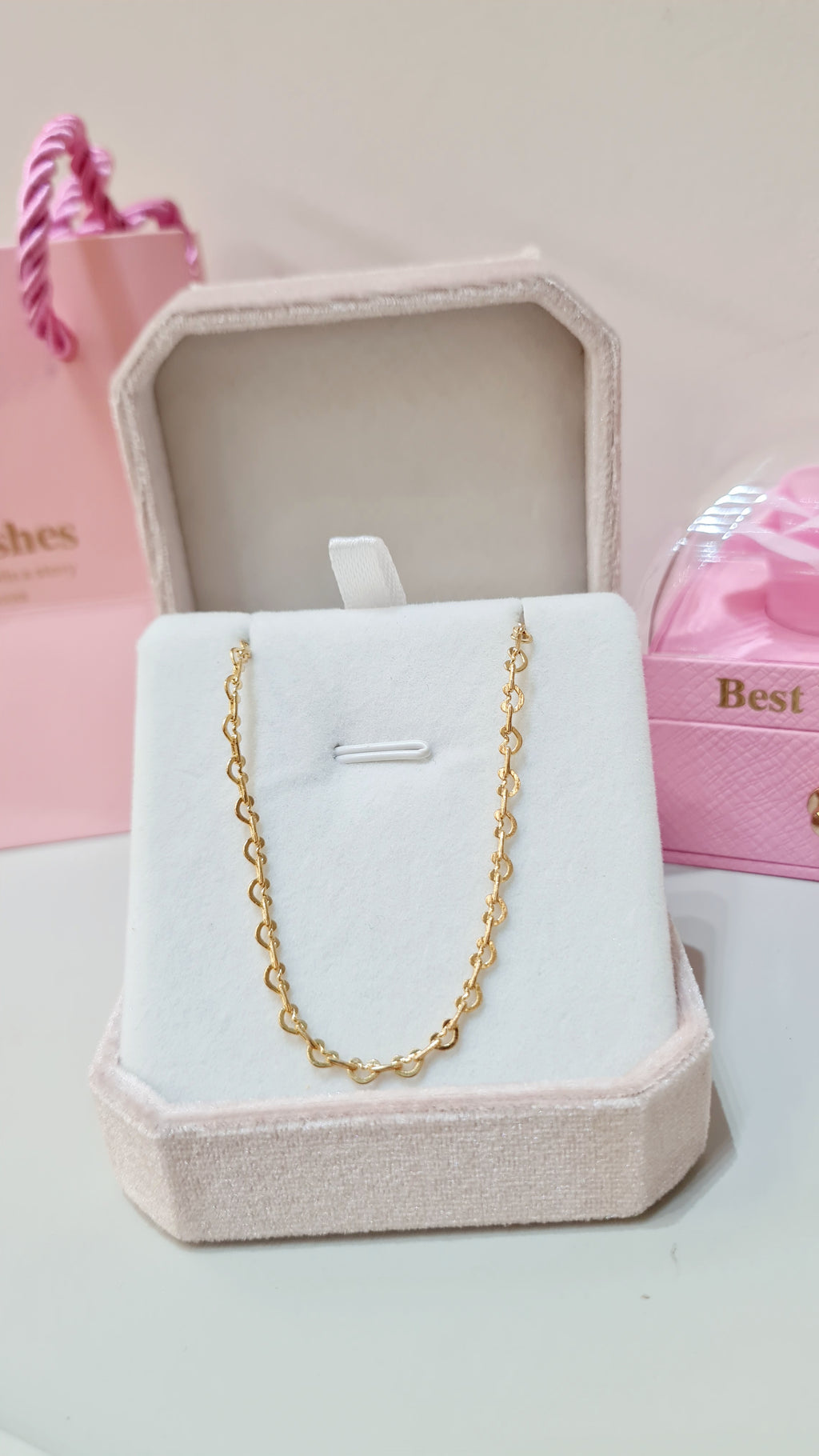 Corrente Mini Corações Vazado