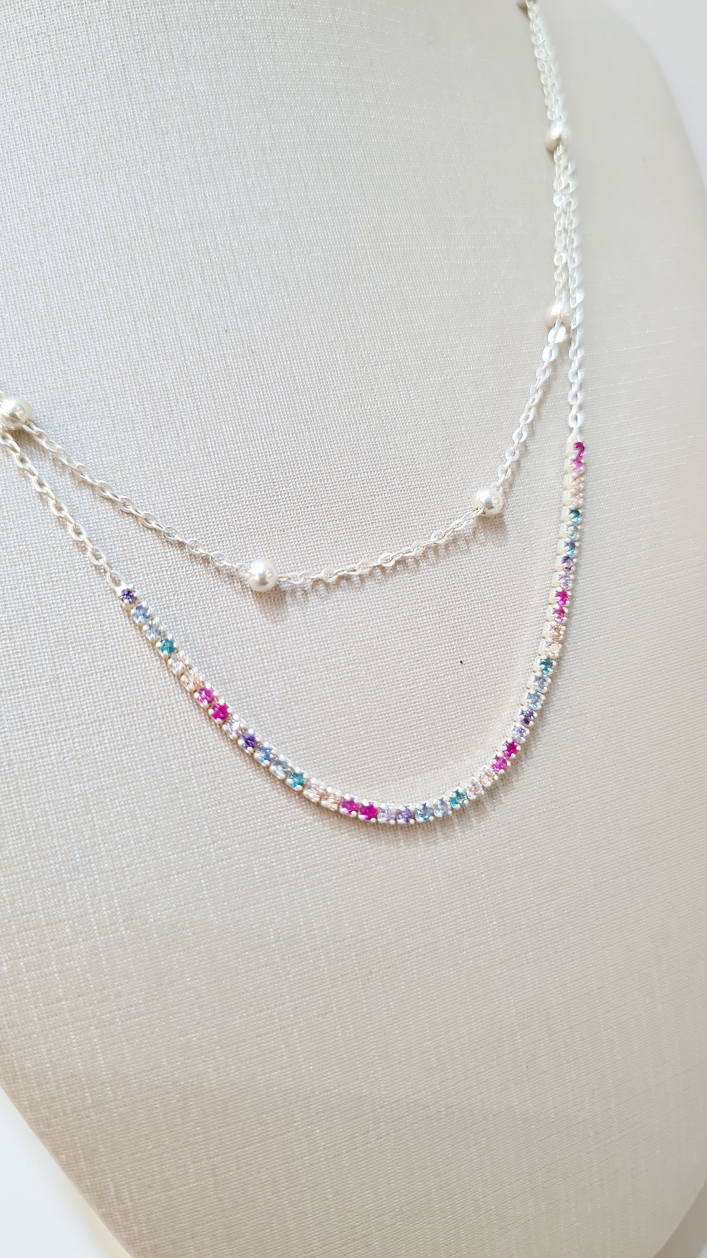 Colar Duplo Riviera Colorido em Prata 925