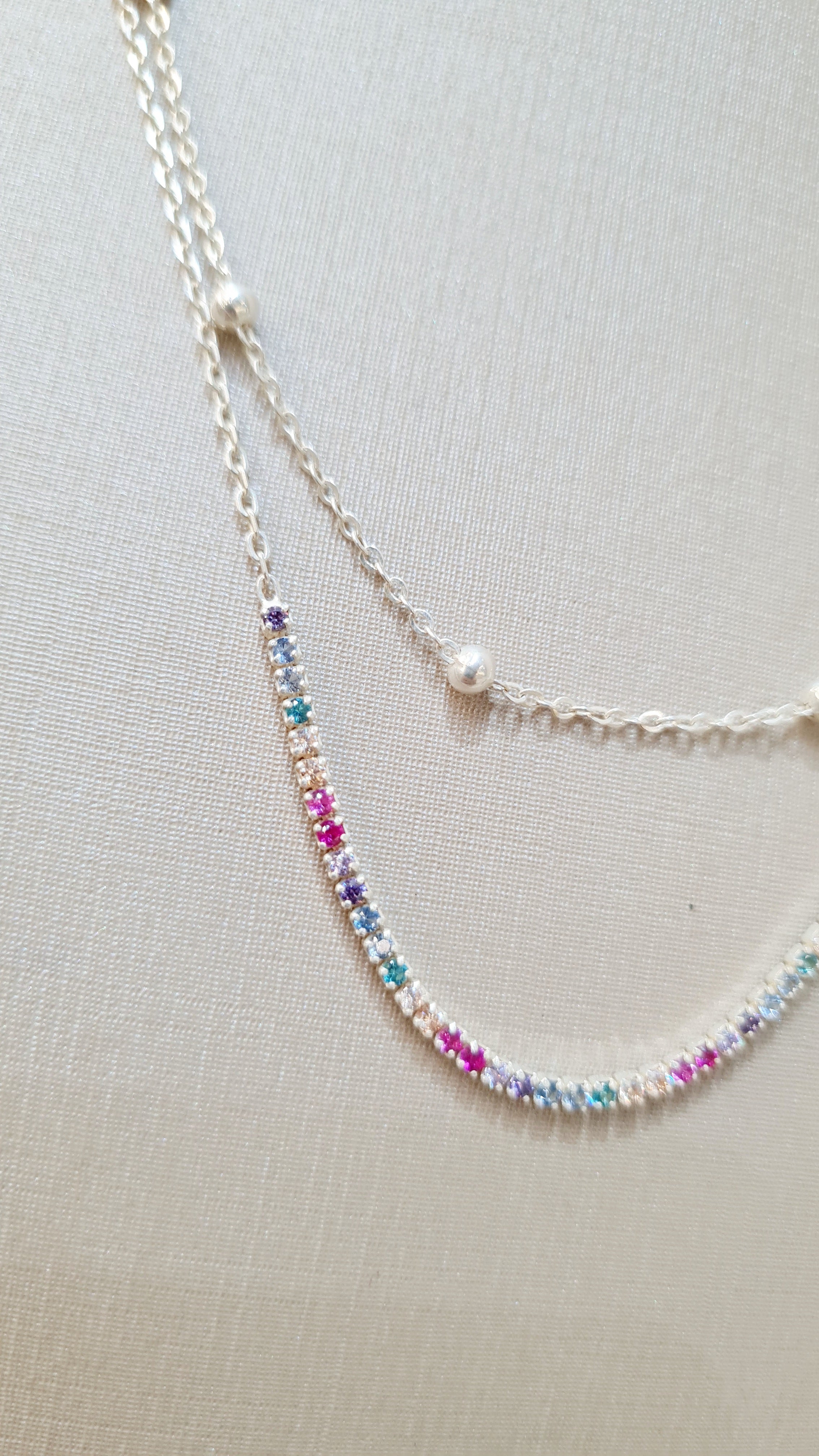 Colar Duplo Riviera Colorido em Prata 925