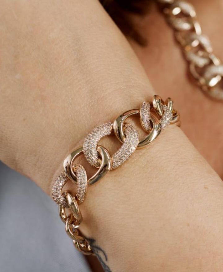 Pulseira Gravejada Em Zirconia Semijoia