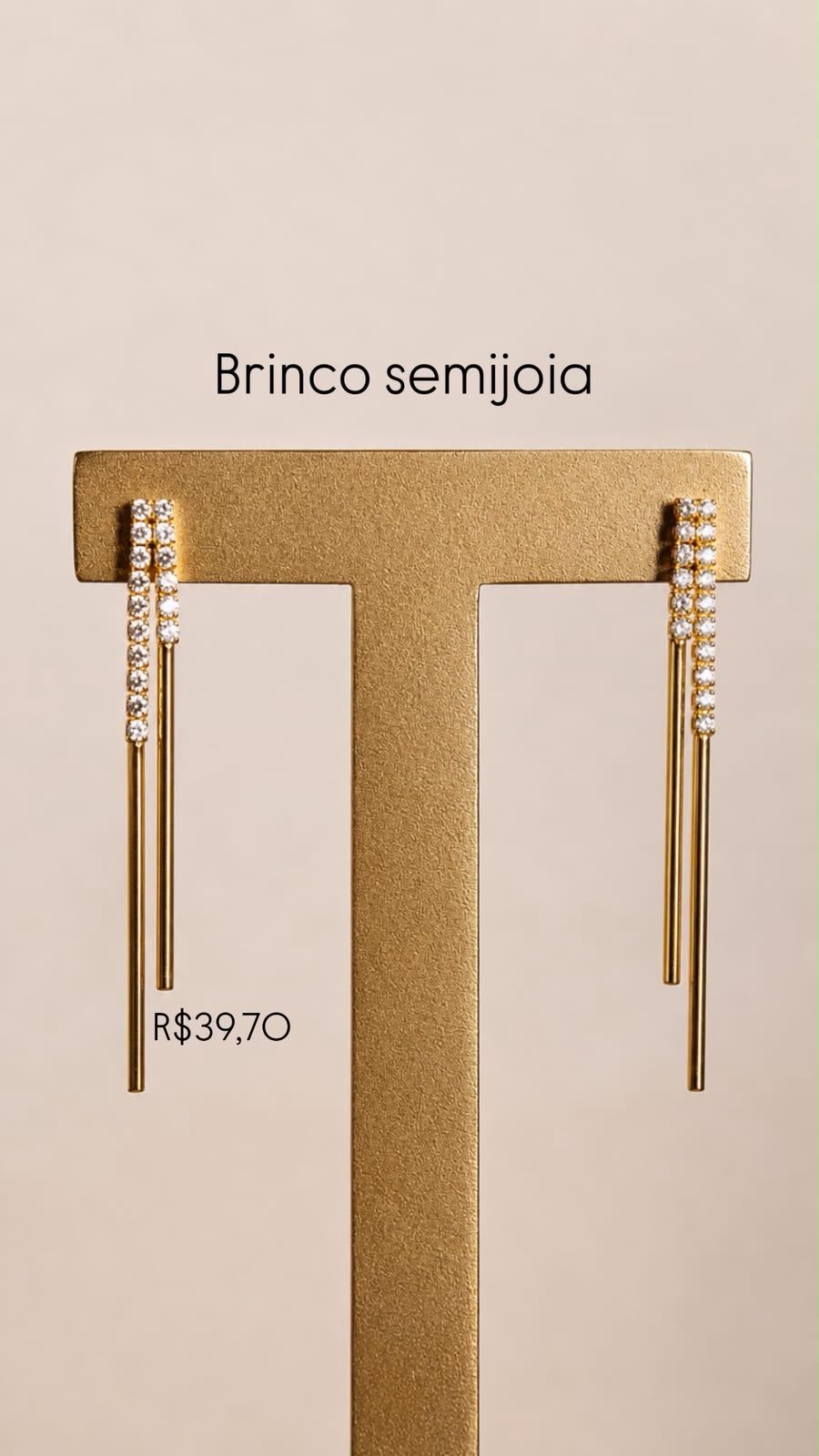 Brinco 2 Fios Cravejado Semijoia