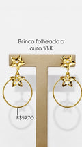 Brinco Circulo Flor Folheado