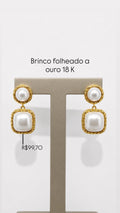 Brinco Duas Pérolas Folheado