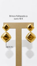 Brinco 2 Quadrados Lisos Folheado