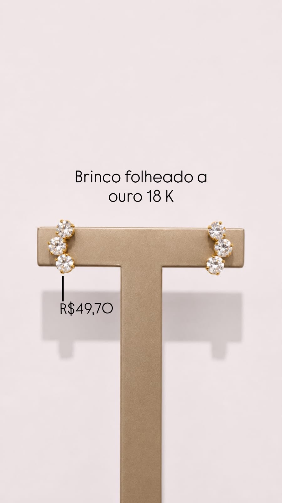 Brinco 3 Ponto de Luz Folheado