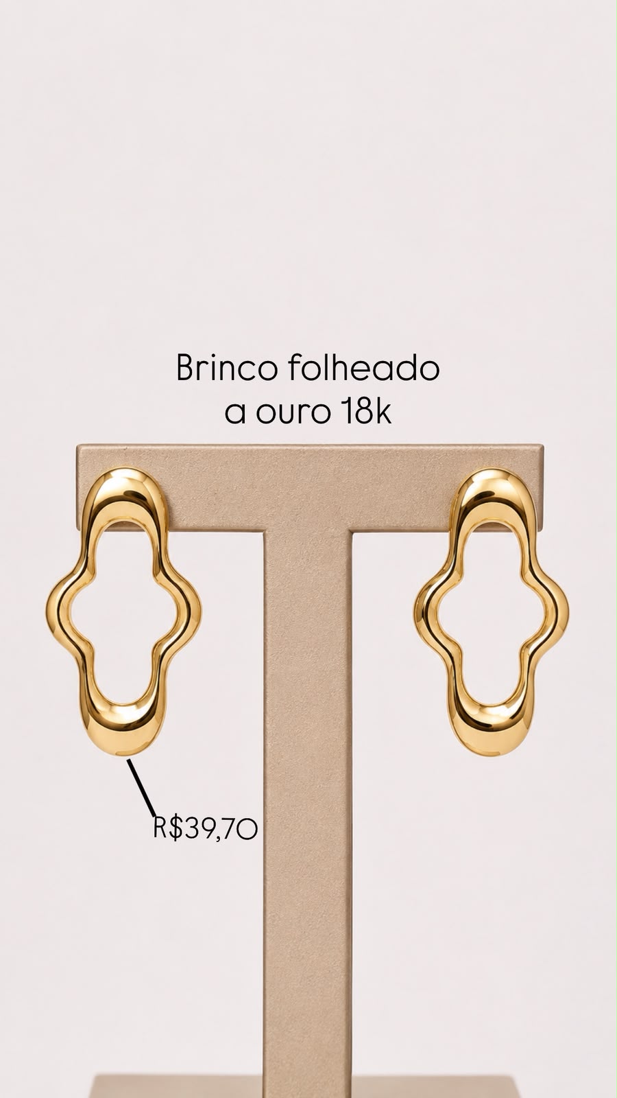Brinco Organico 4 pontas Folheado