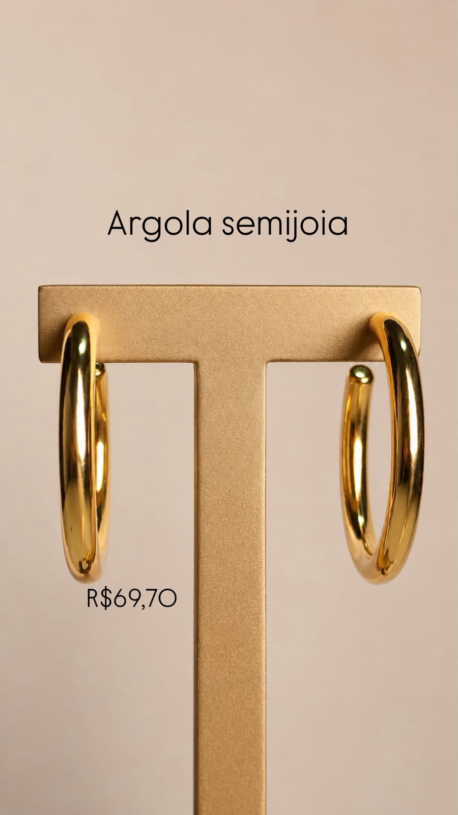 Brinco Argola tubo Fina G Folheado