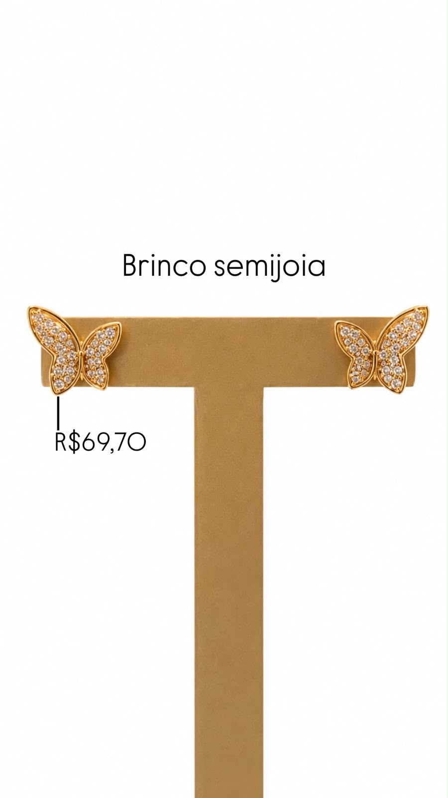 Brinco Borboleta Cravejada Semijoia