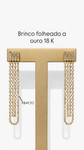 Brinco franja de Strass Quadrado Folheado