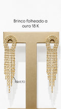 Brinco Gota com Franja de Strass Folheado