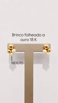 Brincos Duo pérolas Esferas Folheado