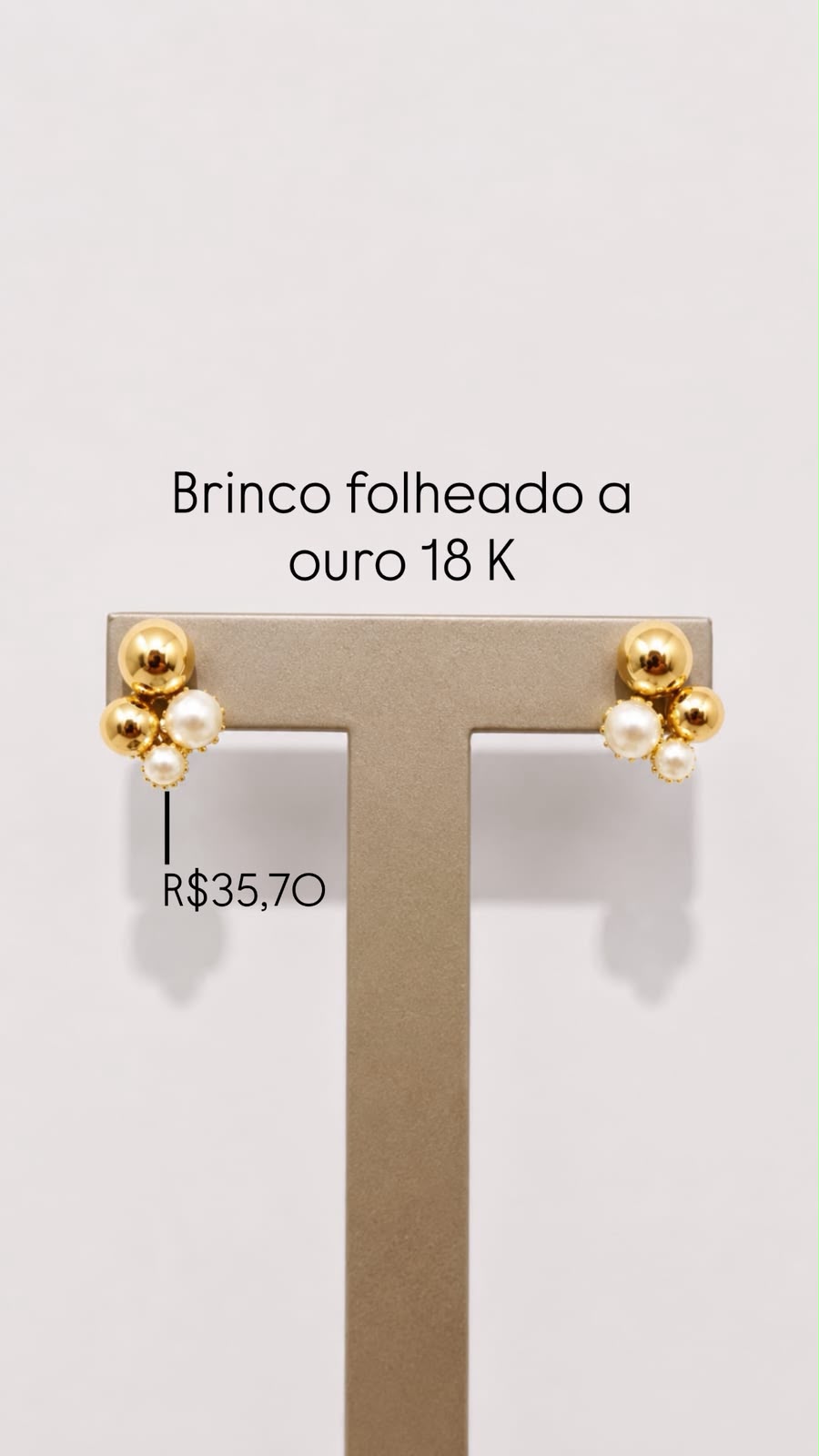 Brincos Duo pérolas Esferas Folheado