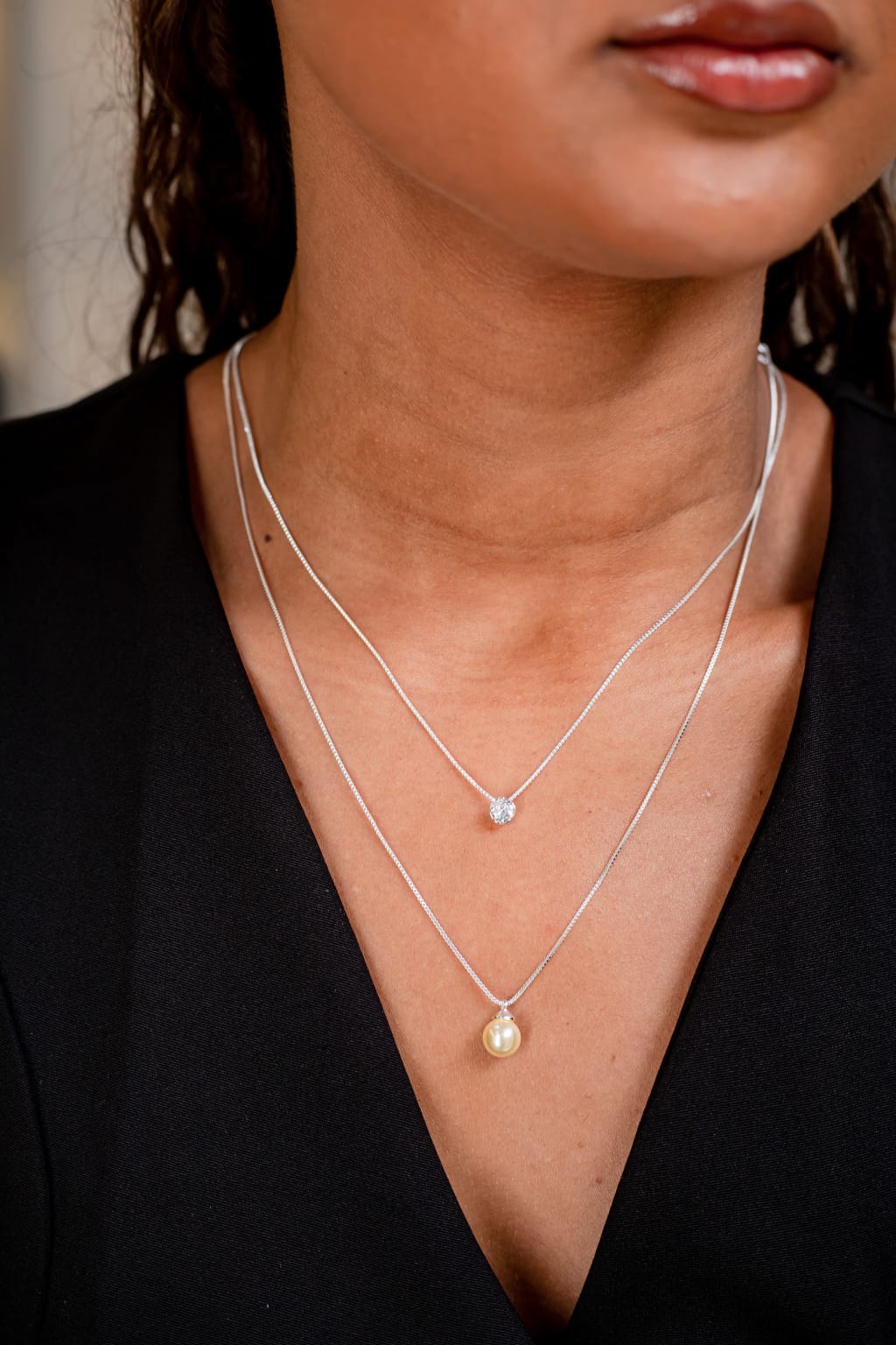 Colar Duplo Minimalista Esfera – Folheado a Prata 925