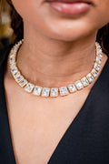 Choker  Luxo Pedras Quadradas Semijoia