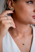 Conjunto em Prata ,Com pedras Verdes 925
