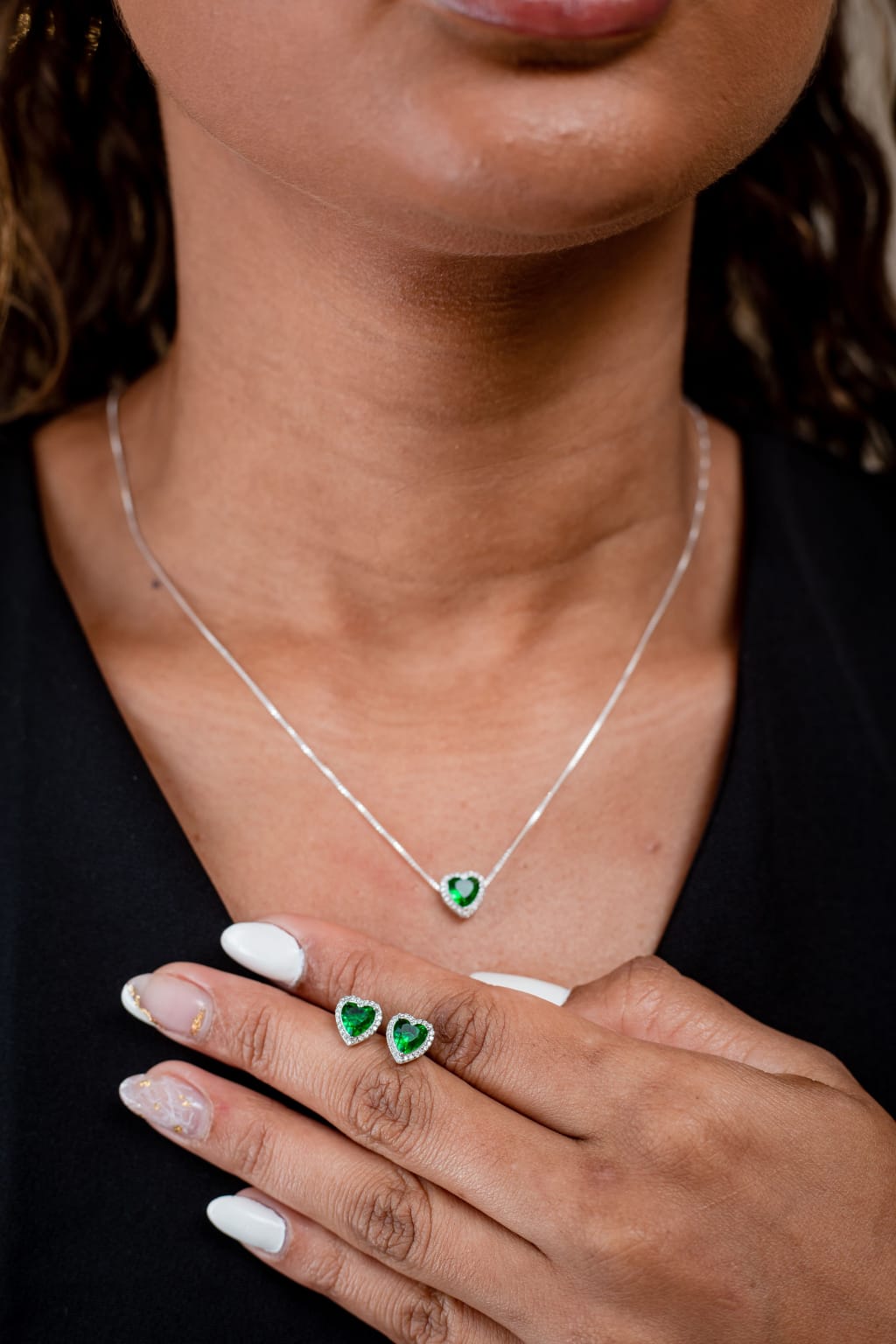 Conjunto Prata 925  Zircônia Verde💚
