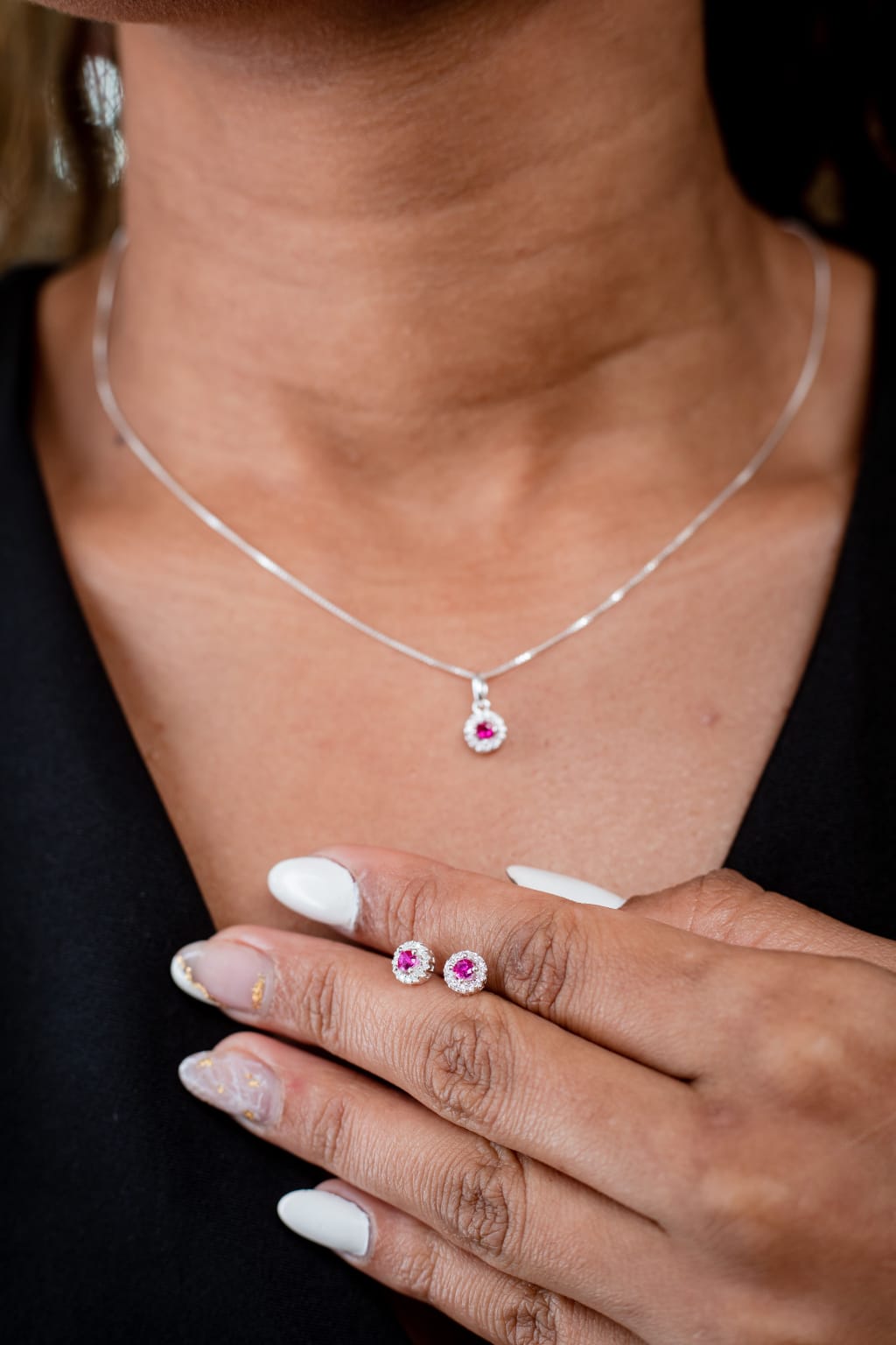 Conjunto Ponto de Luz Rubi em Prata 925❤️✨