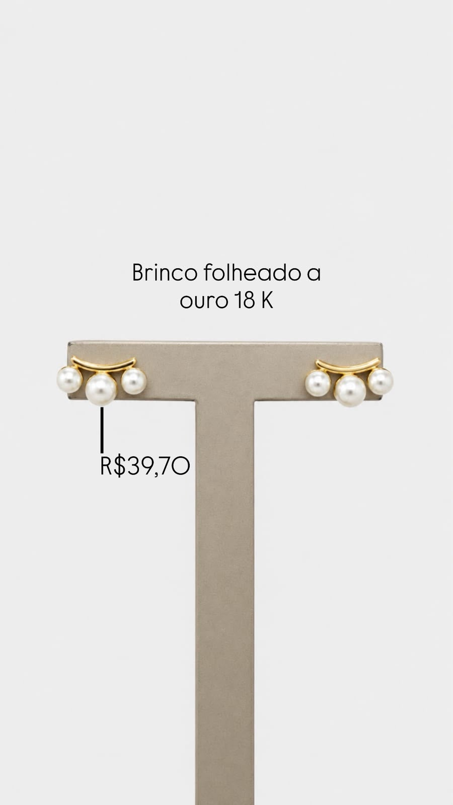 Brinco Ear Cuff de Pérolas Folheado