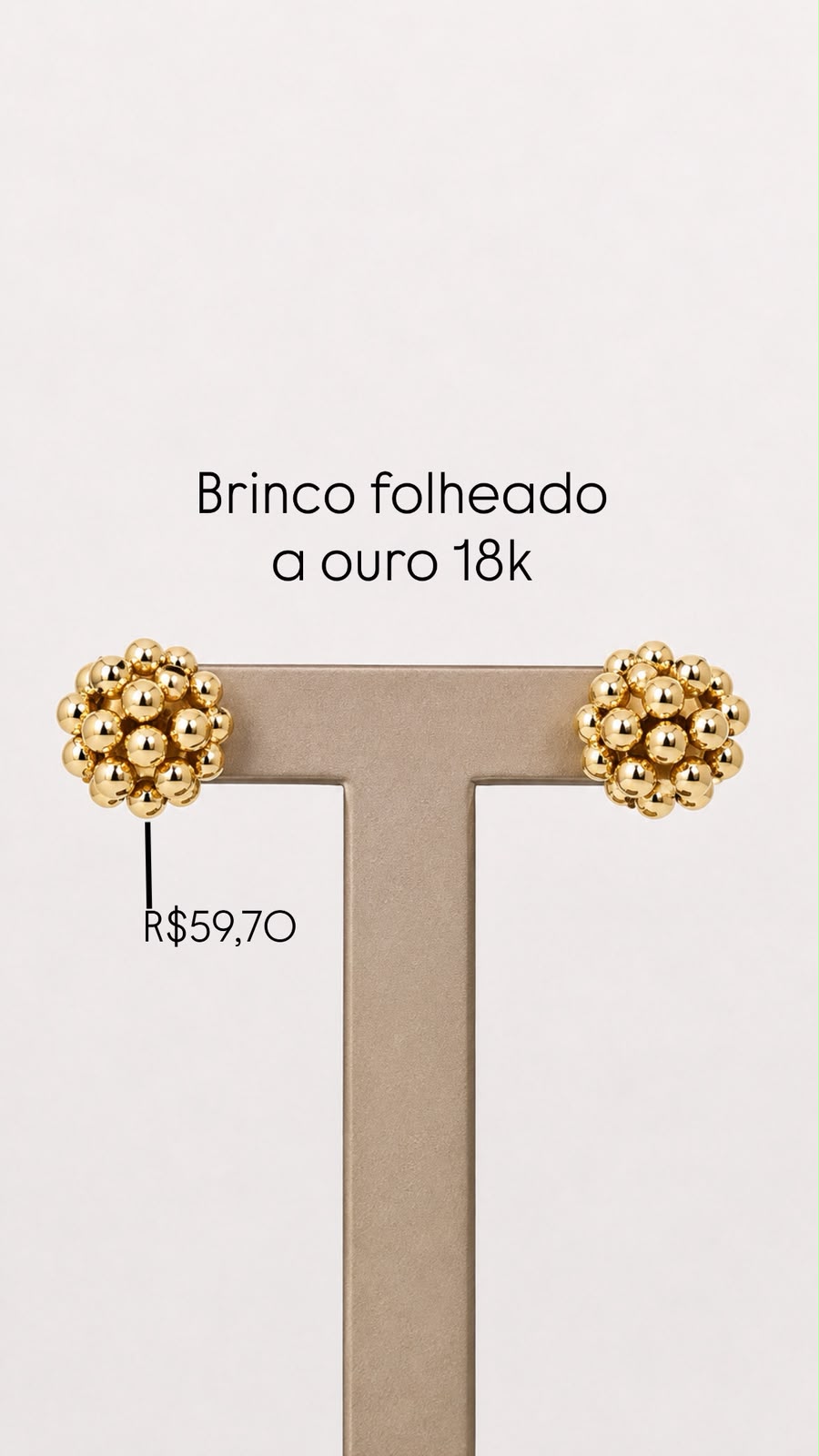 Brinco Esfera de Bolinhas Folheado