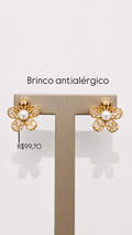 Brinco Flor Cristal Semijoia