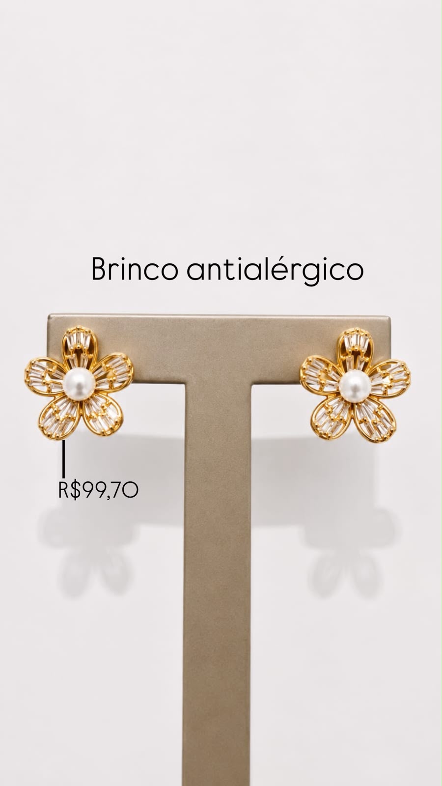 Brinco Flor Cristal Semijoia