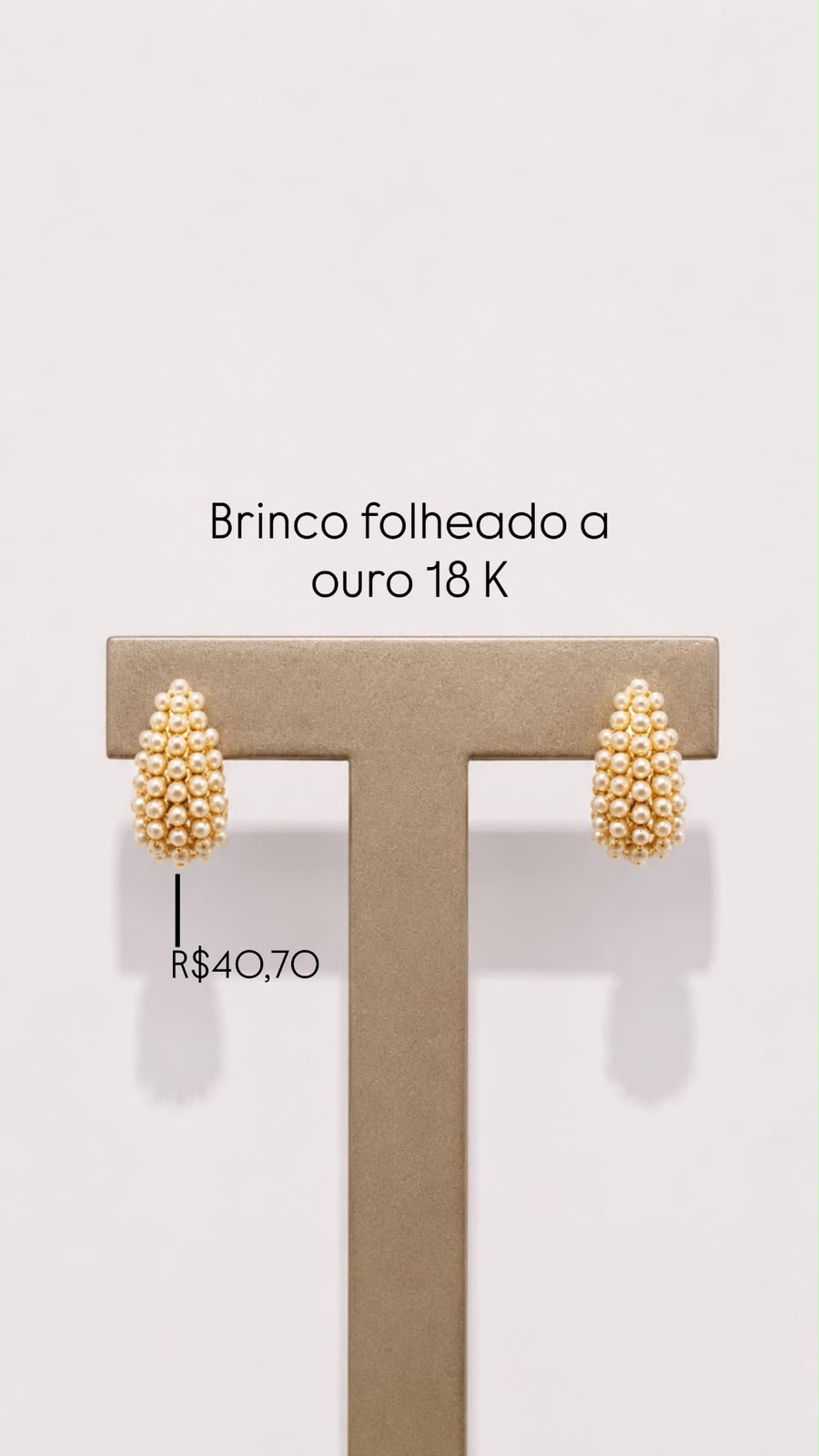 Brinco Gota Mini Pérola Folheado