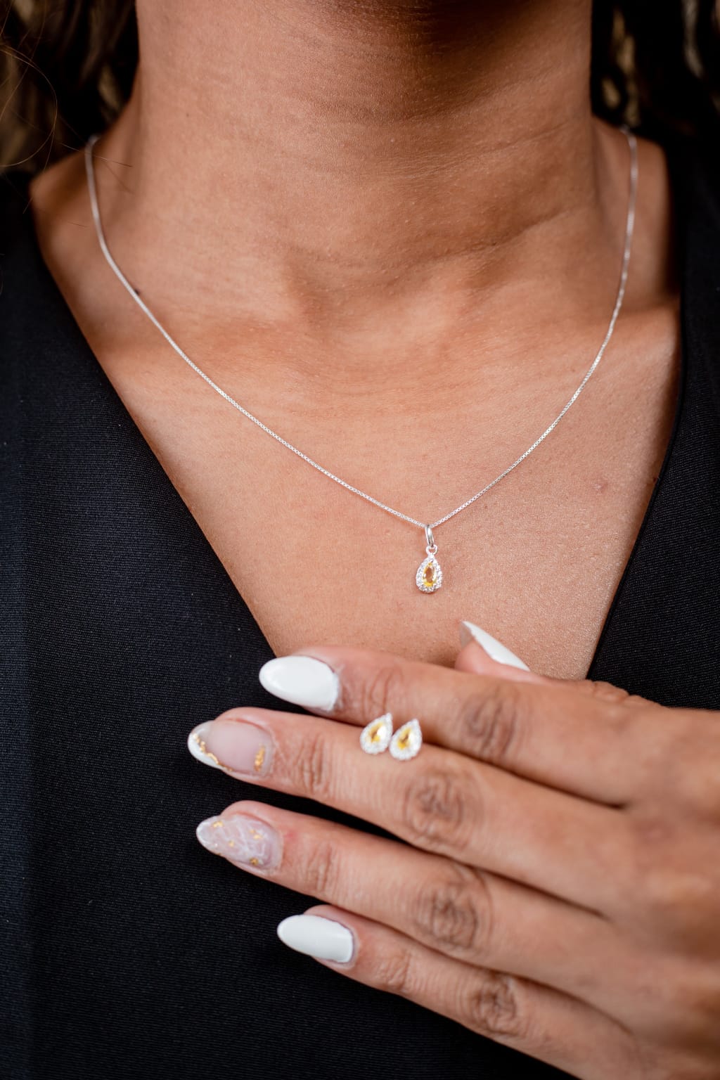 Conjunto  em Prata 925 com Zircônia Amarela ✨