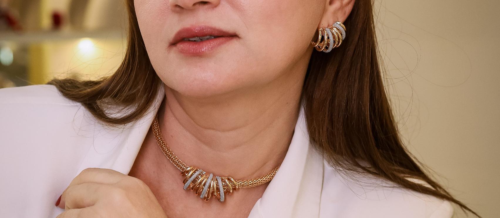 Conjunto Luxo Dourado semijóias Banhado a Ouro