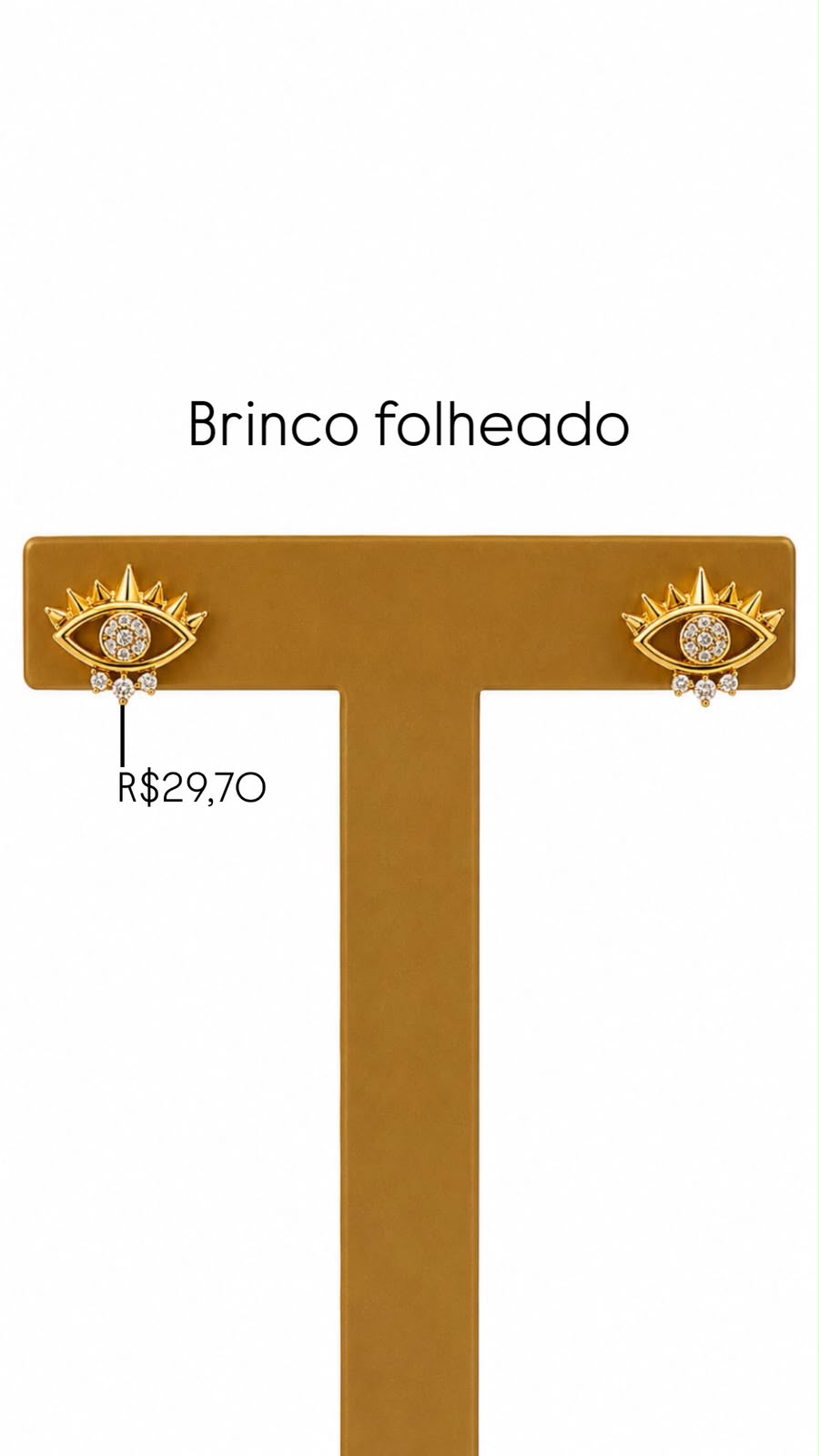 Brinco Olho Grego Cravejado Folheado