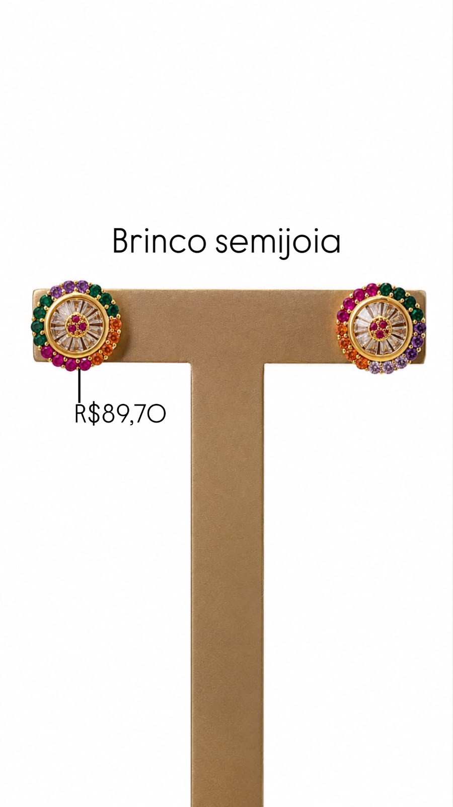 Brinco Pizza Cravejada Semijoia