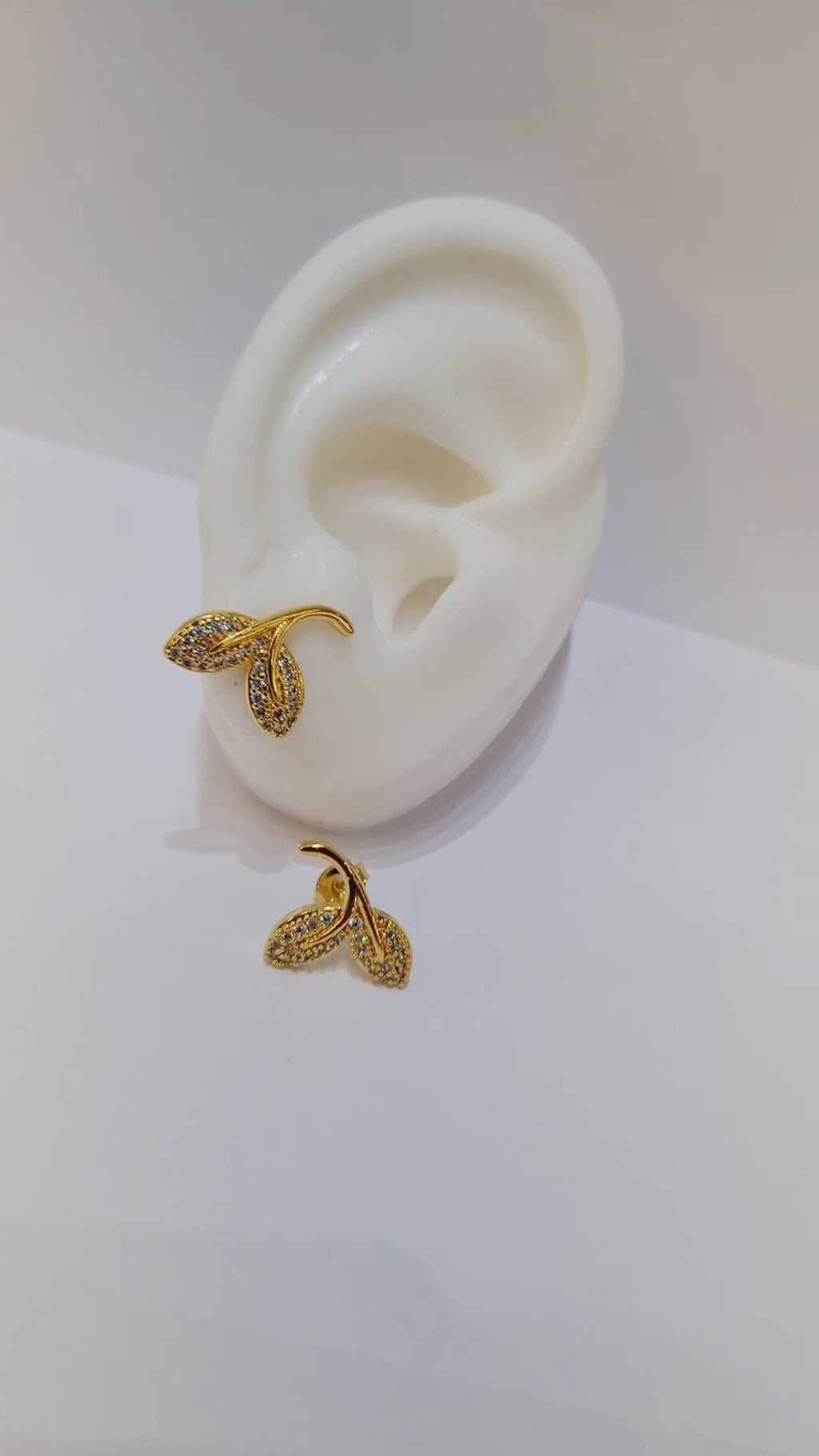 Brinco Folhas com Zircônias