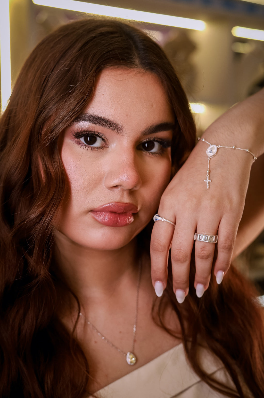Pulseira Nossa Senhora  Aparecida  em Prata 925 com zircõnias