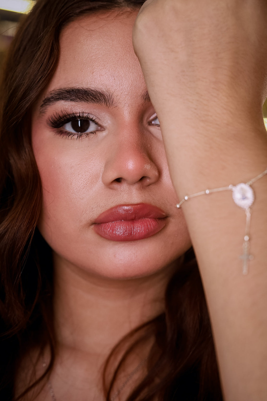 Pulseira Nossa Senhora  Aparecida  em Prata 925 com zircõnias