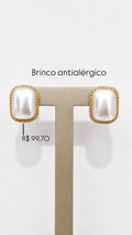 Brinco Pérola Quadrada Antialérgico
