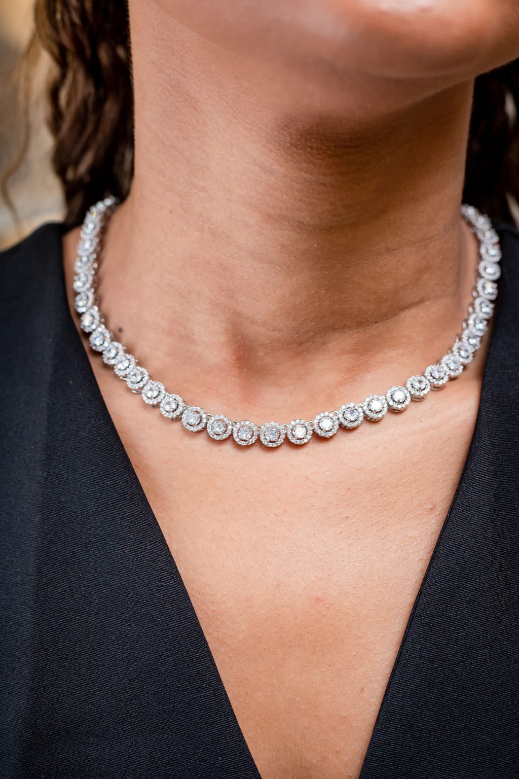 Choker Pedra oval em aço